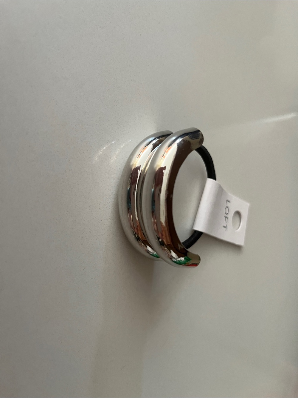LOFT Shiny Silver Double Hoop Hair Tie